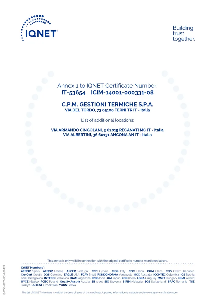 Certificazione ISO 14001:2015 Certificato ICIM